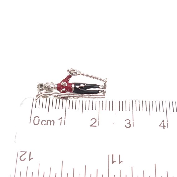 Wells Sterling Silver Antique Art Deco Enamel Female Skier Mini Charm Pendant View 3