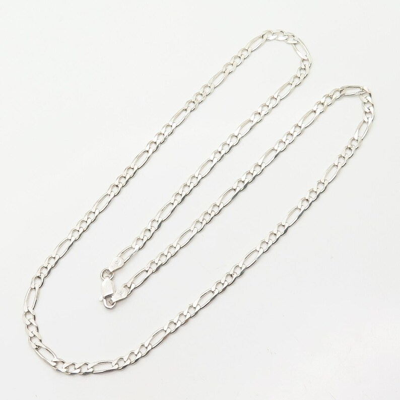 925 Sterling Silver Italy Figaro Chain Necklace 20