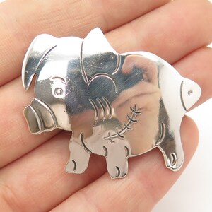 925 Sterling Silver Vintage Mexico Pig Design Pin Brooch