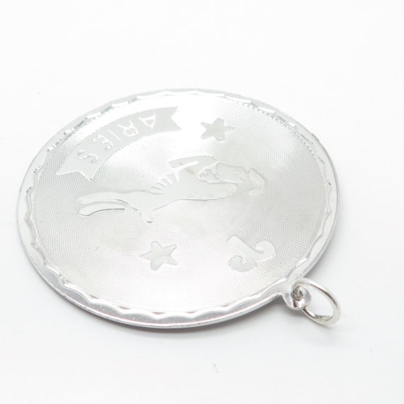 925 Sterling Silver Vintage Aries Zodiac Sign Round P… - Gem