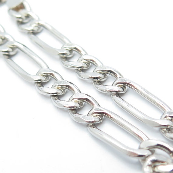 925 Sterling Silver Vintage Figaro Link Bracelet … - image 4