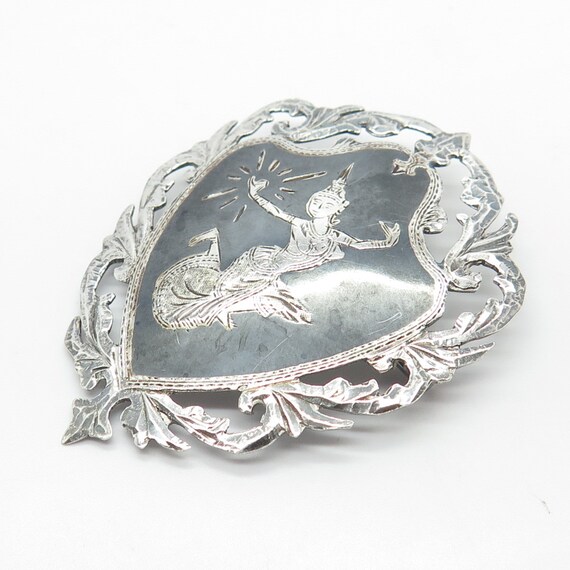 925 Sterling Silver Vintage Siam Niello Hindu God… - image 5