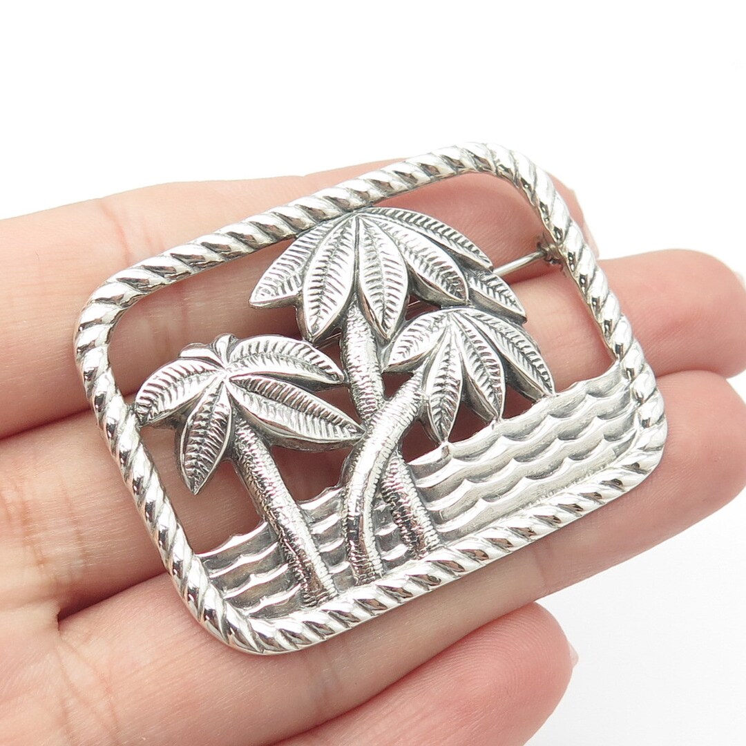 Palm Tree Pin 925 Sterling Silver Vintage Palm Tree Pin Brooch - Etsy