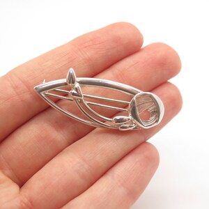 925 Sterling Silver Vintage Modernist Pin Brooch