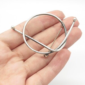 925 Sterling Silver Vintage Handcrafted Modernist Knot Pin Brooch
