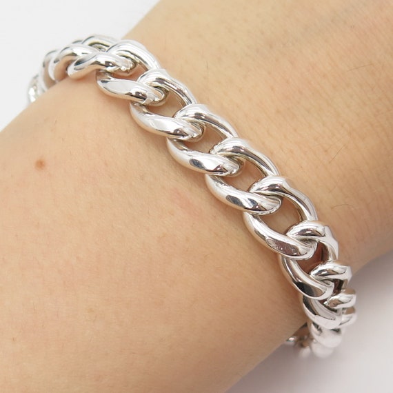 925 Sterling Silver Vintage Italy Cuban Link Brac… - image 1