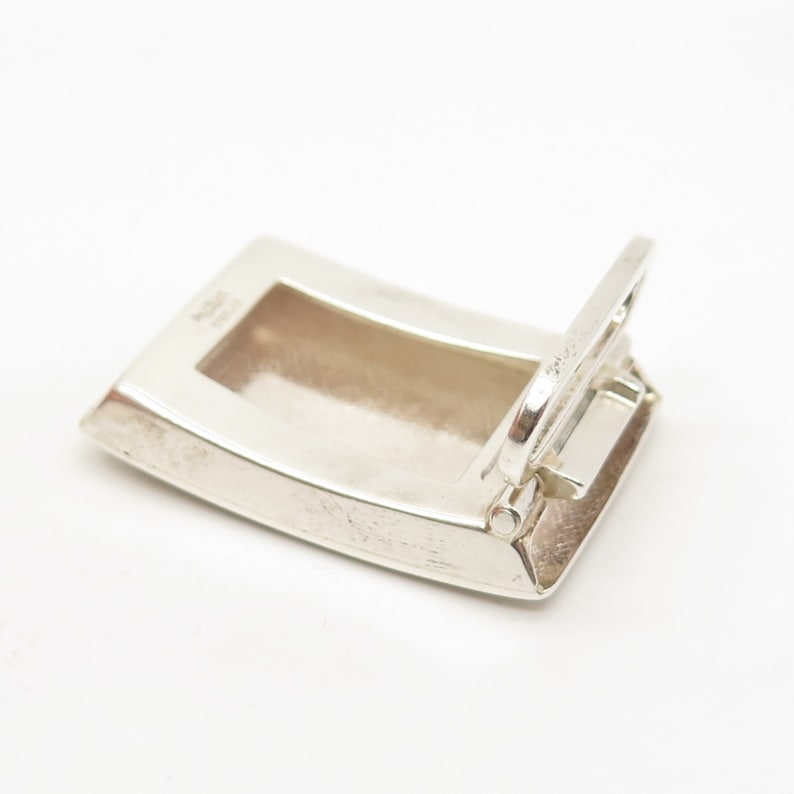 925 Sterling Silver Vintage Paul Stuart EMS Textured Belt Buckle
