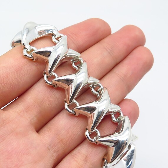 925 Sterling Silver Vintage Mexico Wide Cross Link Bracelet 7.5