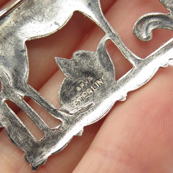 925 Sterling Silver Vintage Deer in Frame Pin Bro… - image 7