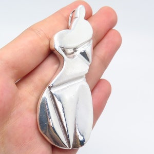 925 Sterling Silver Vintage Female Bust Pin Brooch