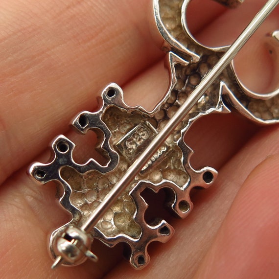 925 Sterling Silver Vintage Zina Key Design Pin B… - image 5