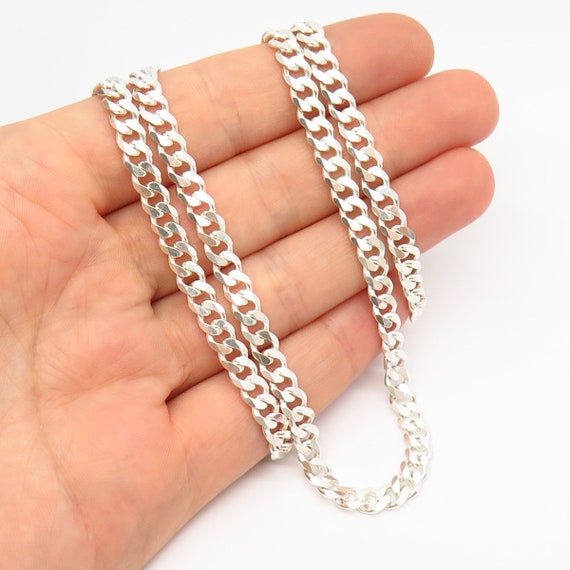 925 Sterling Silver Italy Classic Cuban Chain Nec… - image 1