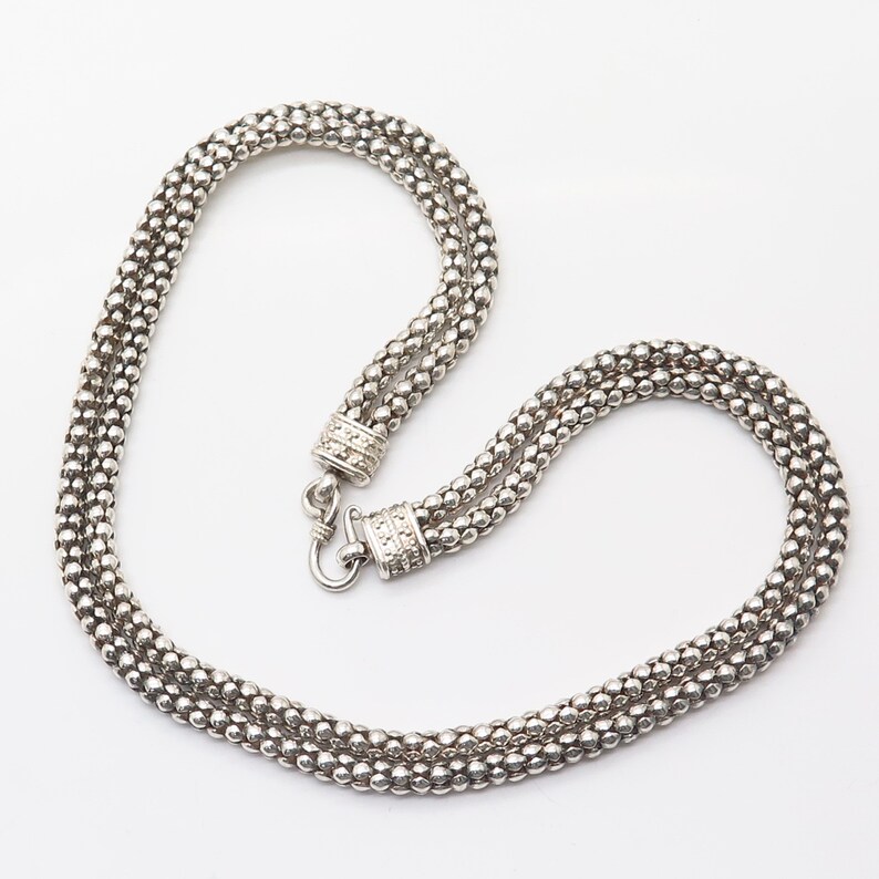 925 Sterling Silver Statement Popcorn Chain Necklace 17 Etsy