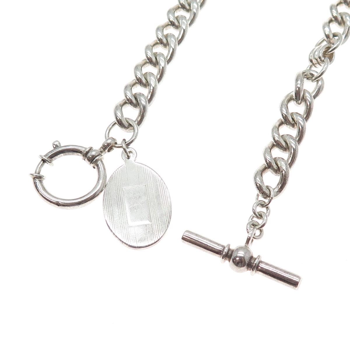 RALPH LAUREN 925 Sterling Silver Vintage Pocket Watch Fob Chain 16