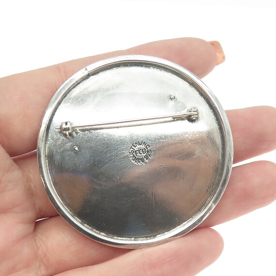 925 Sterling Silver Vintage Mexico Modernist Zig-zag Round