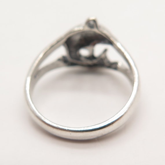 925 Sterling Silver Vintage Friendly Dolphin Ring… - image 5