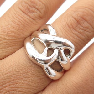 925 Sterling Silver Vintage Knot Modernist Cocktail Ring Size 8.25