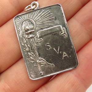 925 Sterling Silver Vintage &quot;Perfect Attendance&quot; Medal Pendant