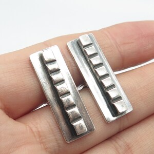 925 Sterling Silver Vintage LORE Elongated Rectangle Cufflinks