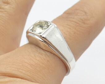 925 Sterling Silver Vintage Rhinestone Square Ring Size 8.25