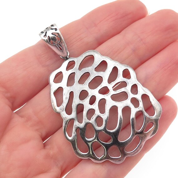 925 Sterling Silver Vintage Modernist Oxidized Pendant