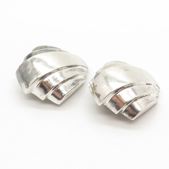 925 Sterling Silver Vintage Shell Clip On Earrings - image 6