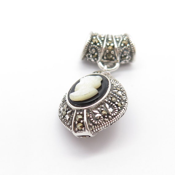 925 Sterling Silver Vintage Real Black Onyx and M… - image 4