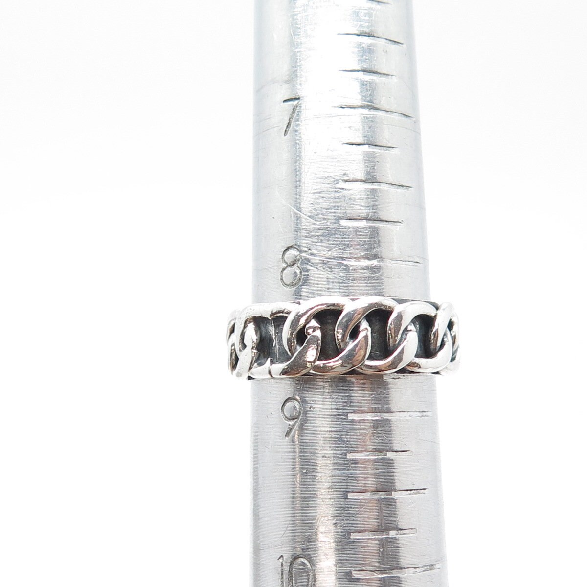 925 Sterling Silver Vintage Cable Link Style Oxidized Band