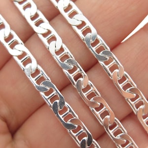 925 Sterling Silver Vintage Italy Anchor Mariner Chain Necklace 18
