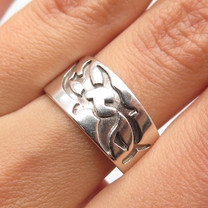 925 Sterling Silver Vintage Carved Abstract Band Ring Size 8.25