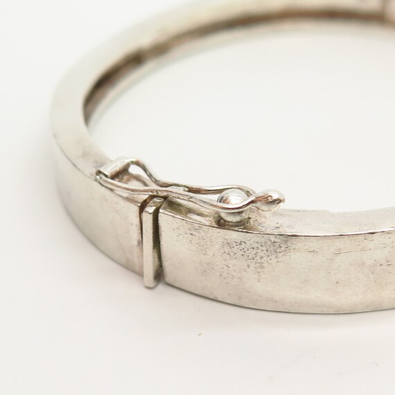 950 Silver Vintage Hinged Bangle Bracelet 7" - image 4