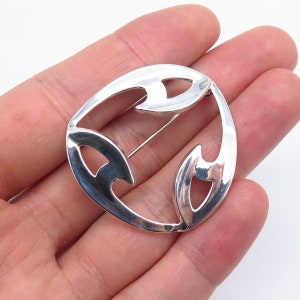 925 Sterling Silver Vintage Denmark Modernist Pin Brooch