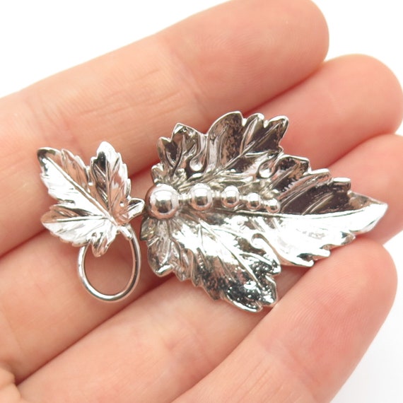925 Sterling Silver Vintage BB Leaves and Grapes … - image 1