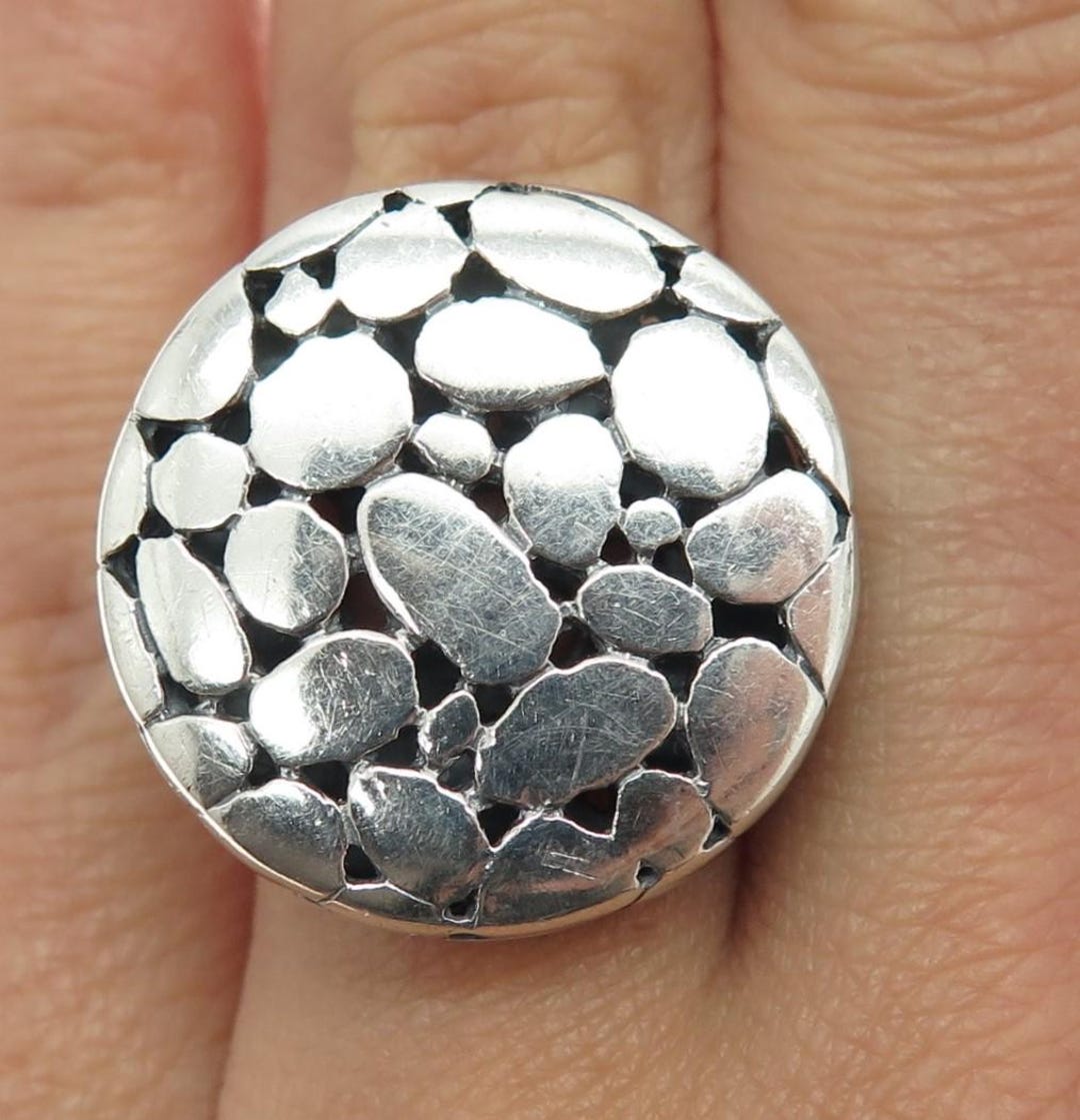 925 Sterling Silver Vintage Pebble Wide Ring Size 7 - Etsy