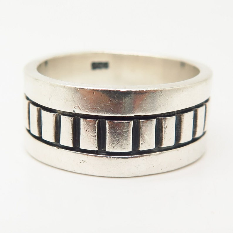 925 Sterling Silver Vintage Ornate Design Mens Band Ring Size 11