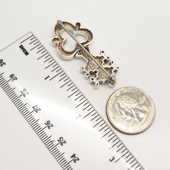 925 Sterling Silver Vintage Zina Key Design Pin B… - image 2