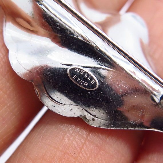 925 Sterling Silver Vintage Wells Leaf Design Pin… - image 3