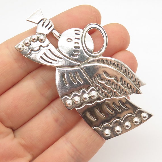 925 Sterling Silver Vintage Angel Playing Trumpet… - image 1