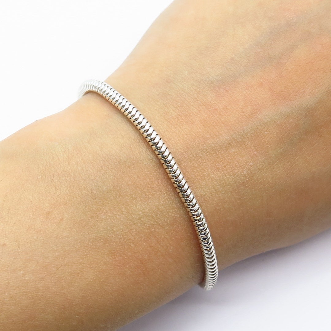 925 Sterling Silver Vintage Italy RCI Snake Link Bracelet