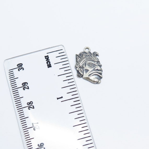 925 Sterling Silver Vintage Tribal Face Pendant - image 3