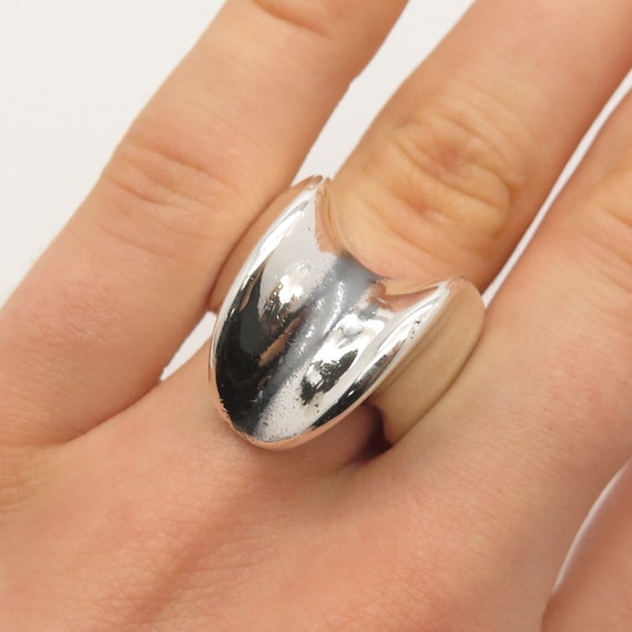 925 Sterling Silver Vintage Modernist Ring Size 7 - image 1
