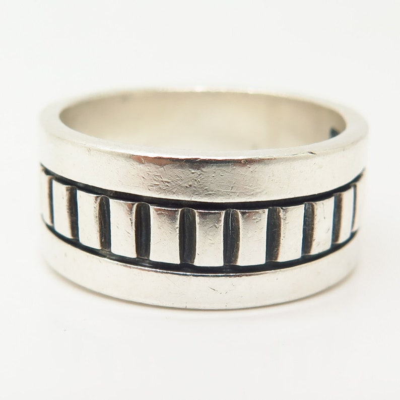 925 Sterling Silver Vintage Ornate Design Mens Band Ring Size 11