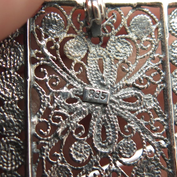 835 Silver Vintage Filigree Pin Brooch - image 8