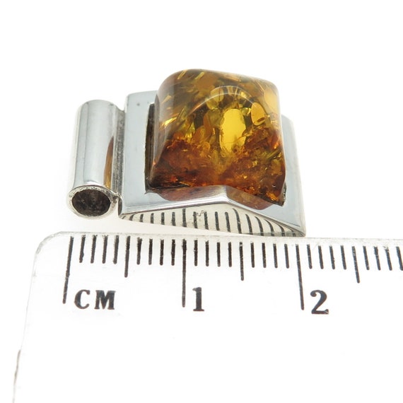 925 Sterling Silver Vintage Real Amber Slide Pend… - image 3