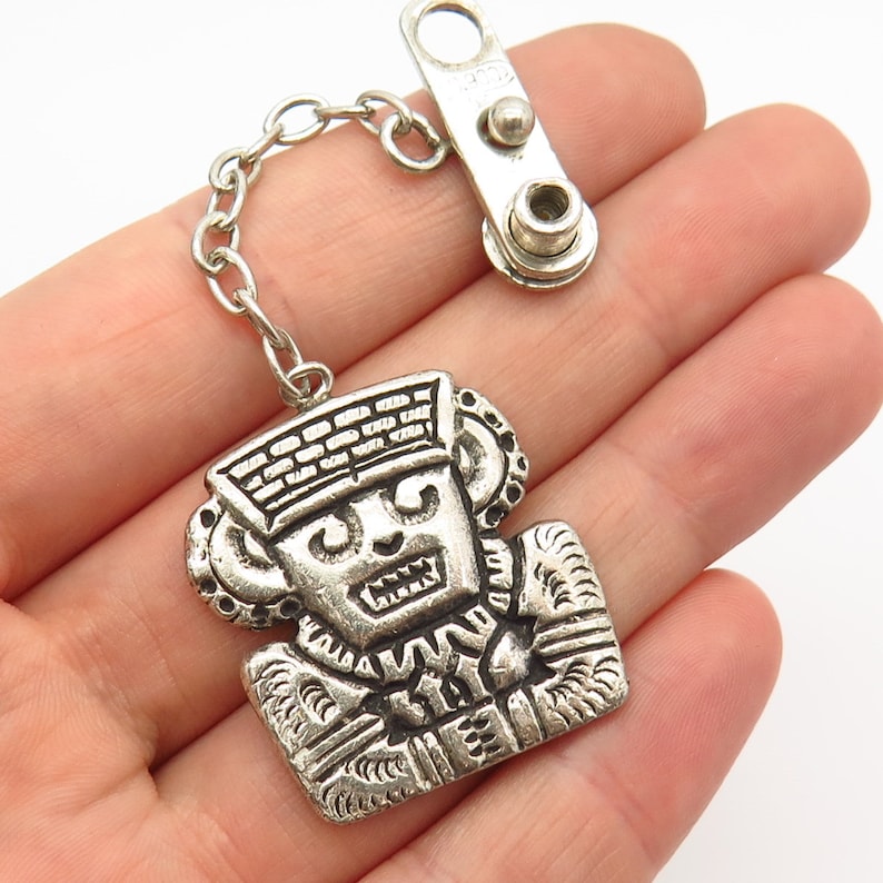 900 Silver Vintage Tribal God Design Key Chain