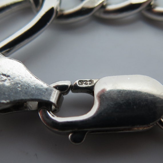 925 Sterling Silver Vintage Figaro Link Bracelet … - image 6