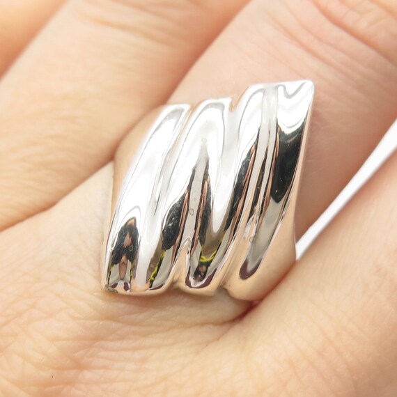 925 Sterling Silver Vintage Mexico Ribbed Ring Si… - image 1