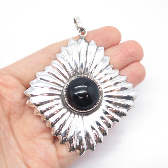 925 Sterling Silver Vintage Mexico Real Black Ony… - image 1