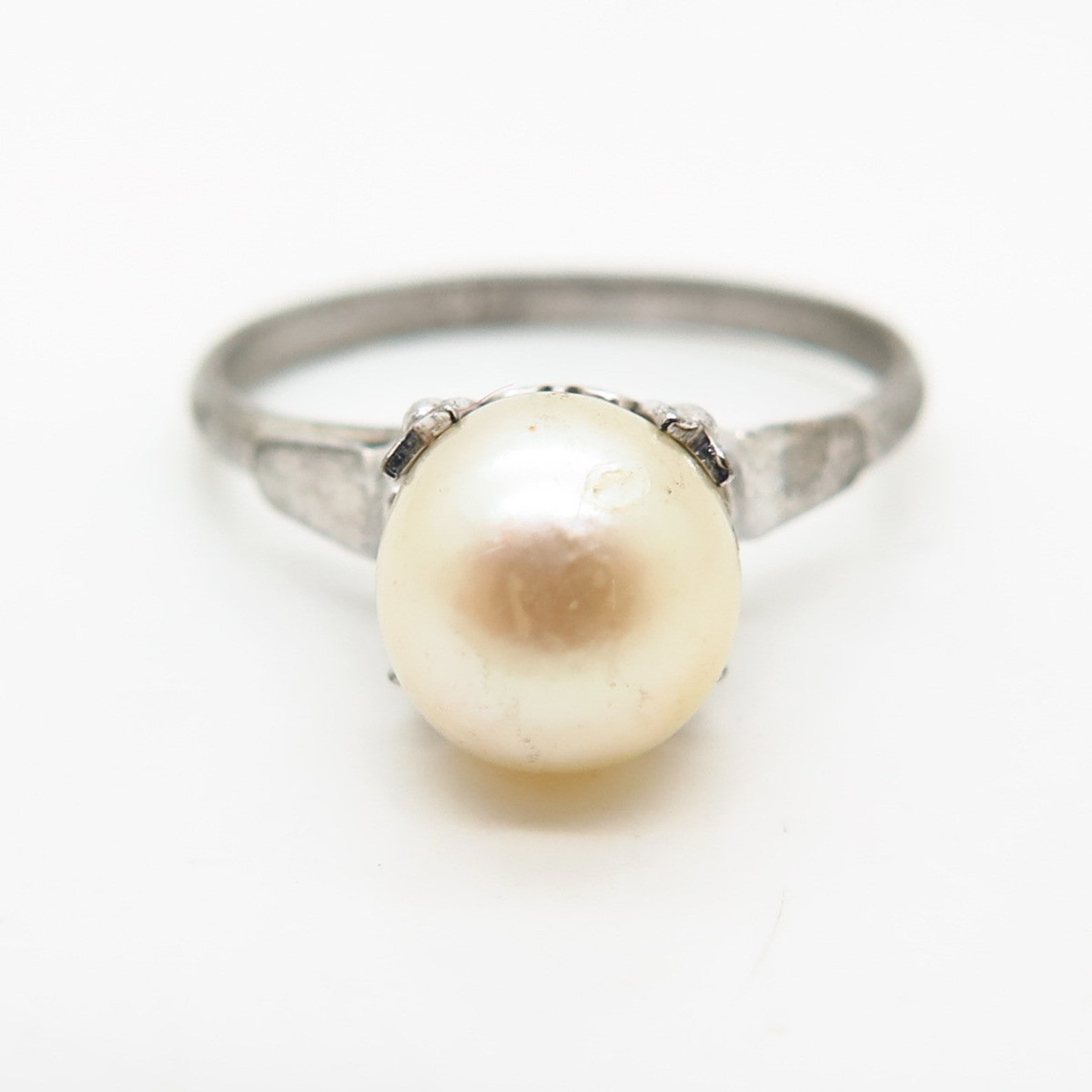 925 Sterling Silver Antique Faux Pearl Ring Size 7 Etsy