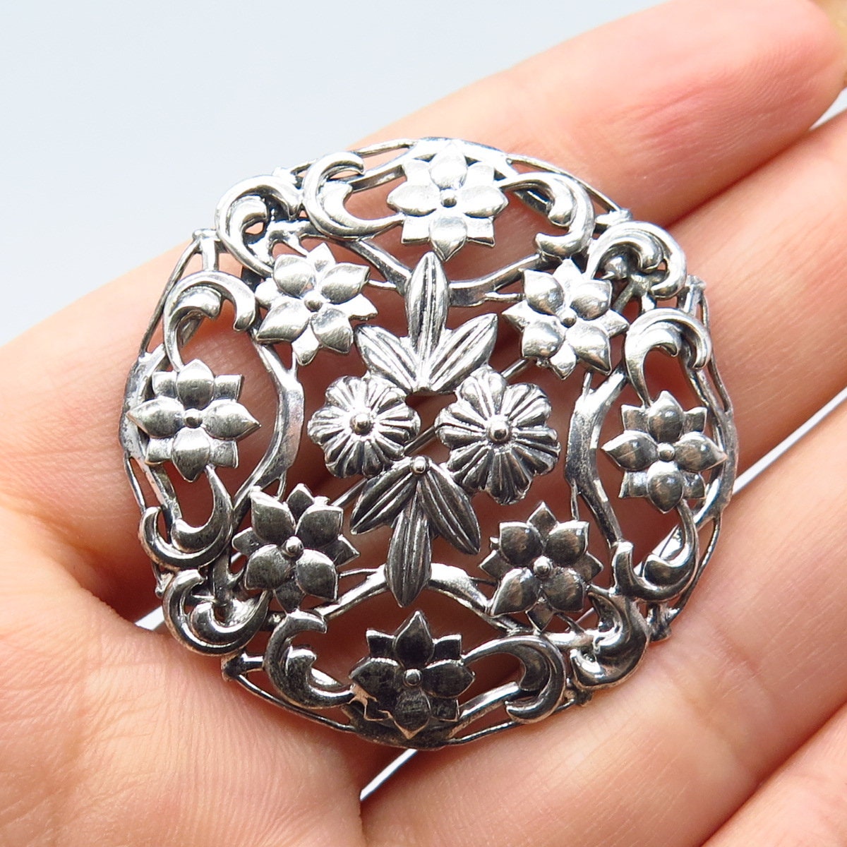 Vintage Large Early Hobe Marked Retro Sterling Silver